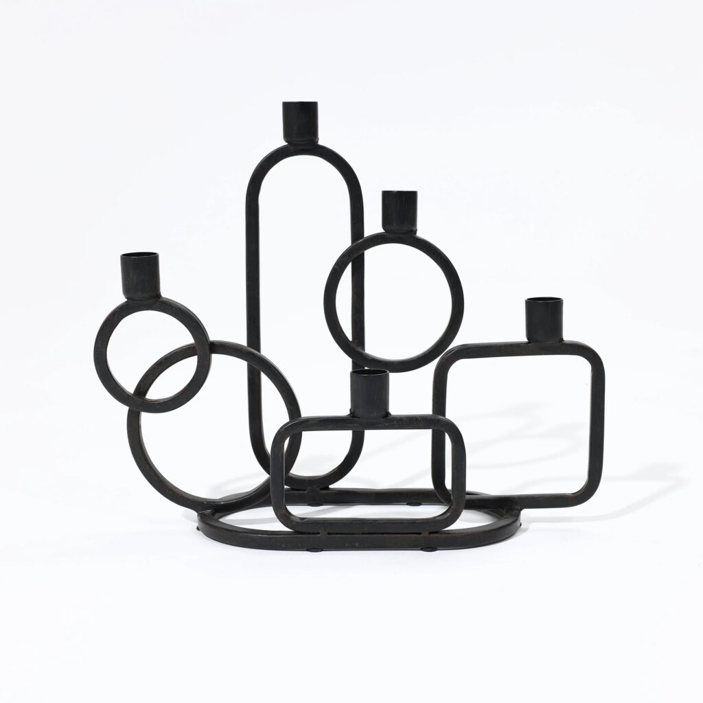 5-Taper black metal candle holder