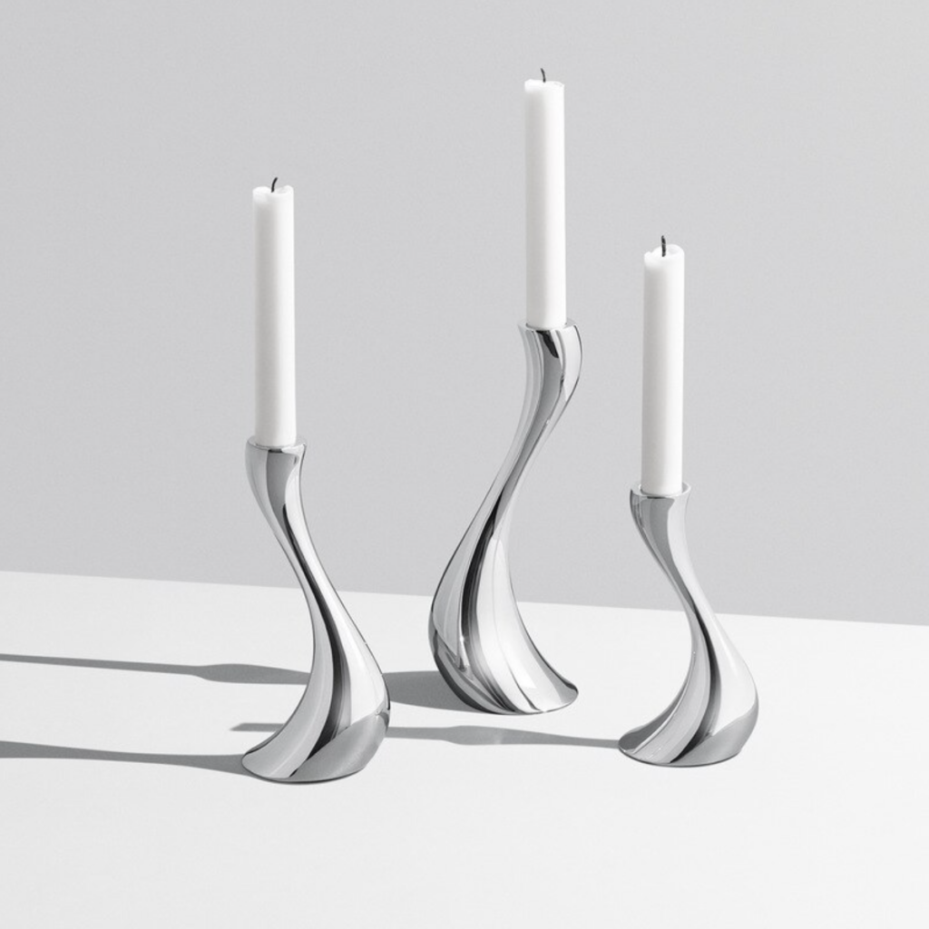 Chrome Wave Candle Holders