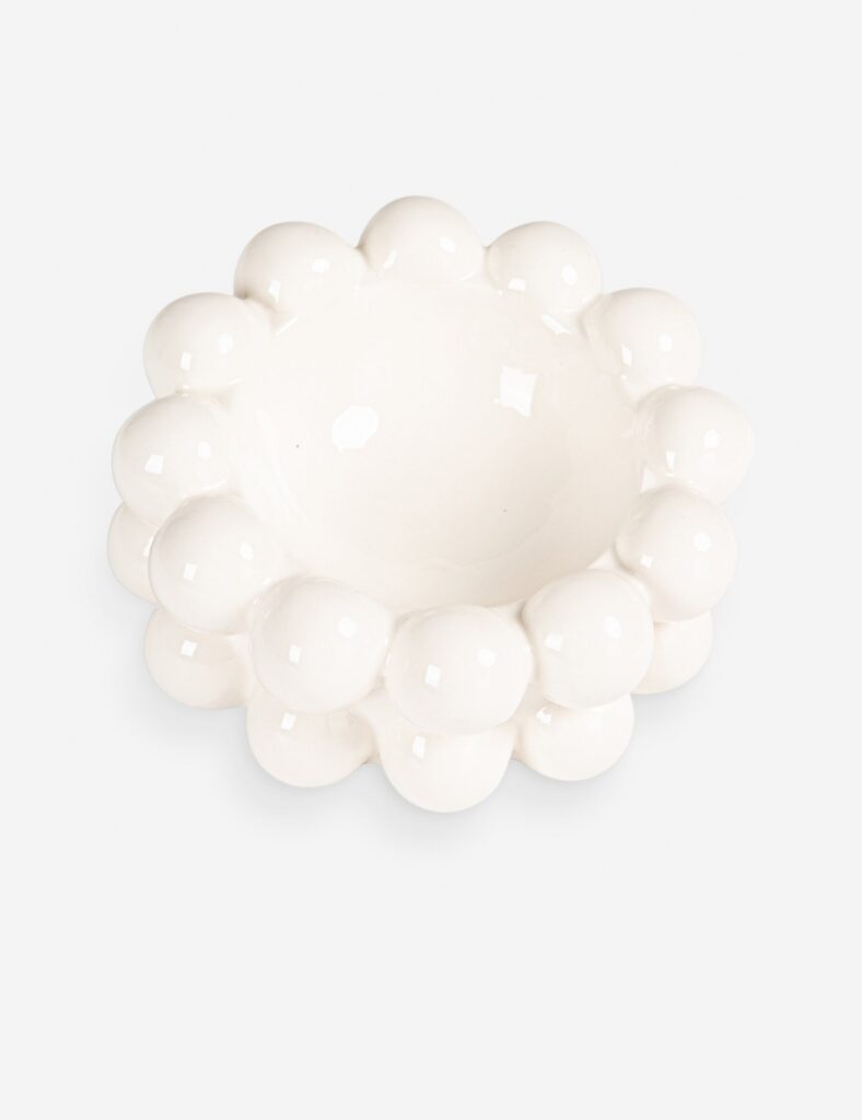 Sculptural White Stoneware Bowl - White