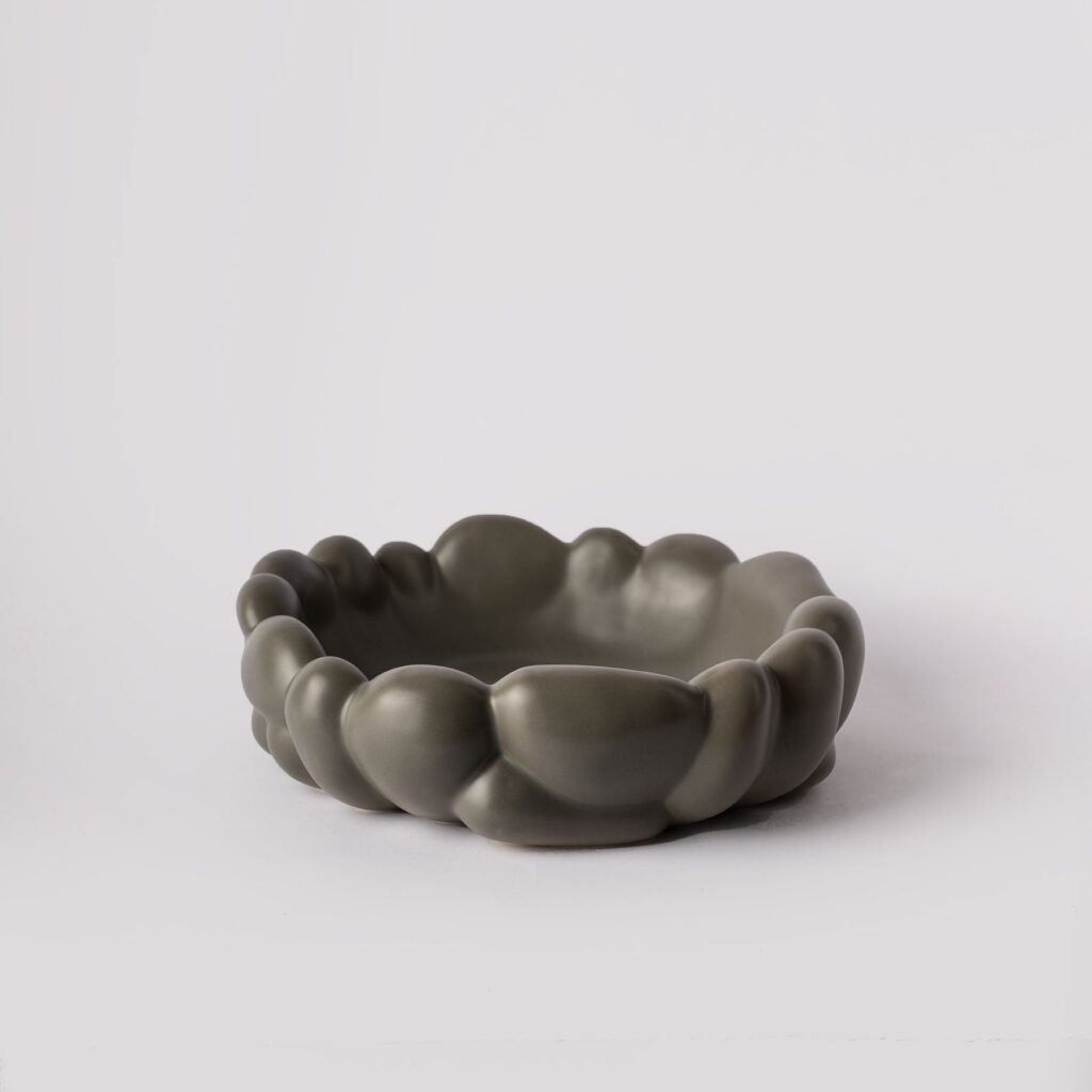 Smoke Green Centerpiece Bowl - Soft Cloud-Edge Silhouette