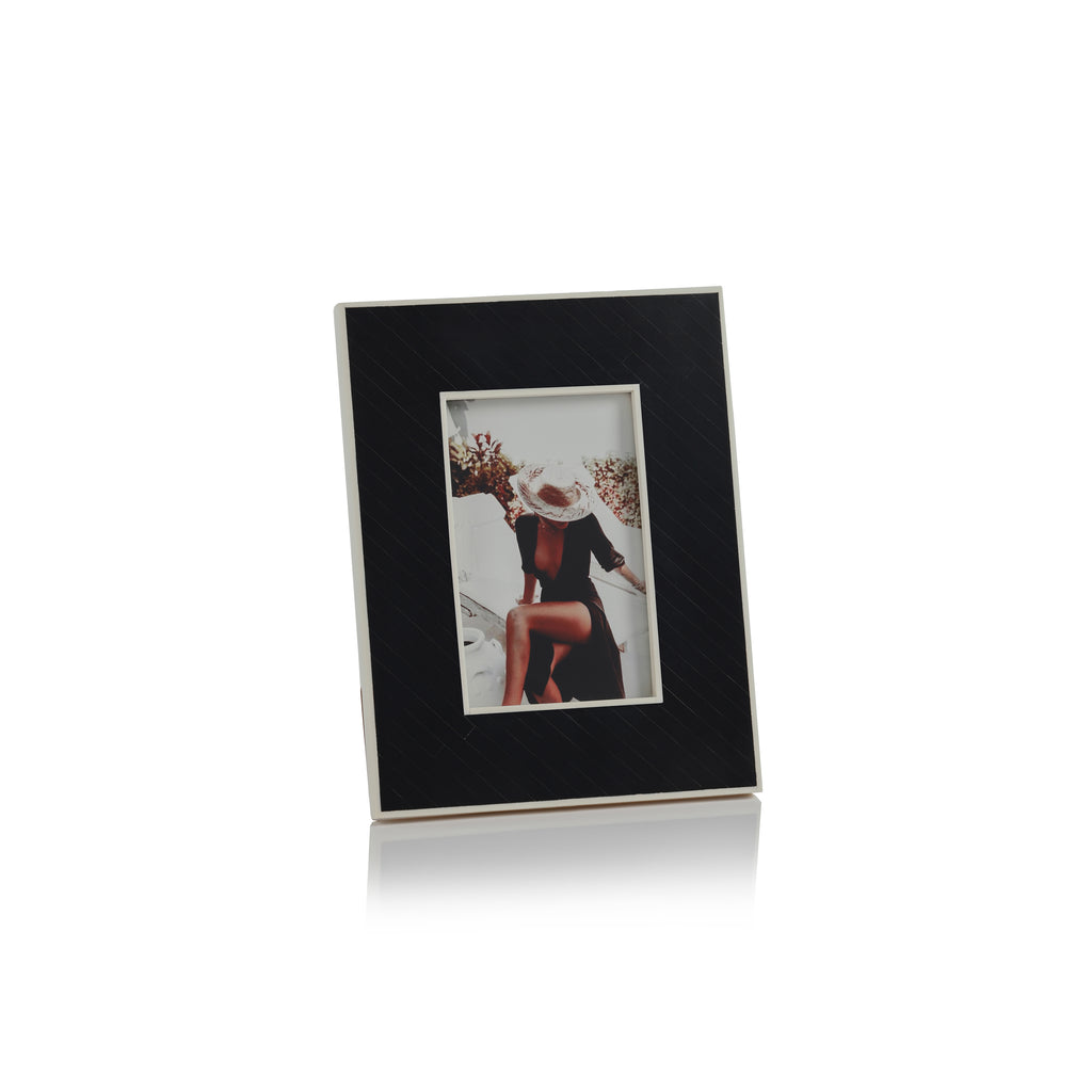 Black Bone Photo Frame with White Border