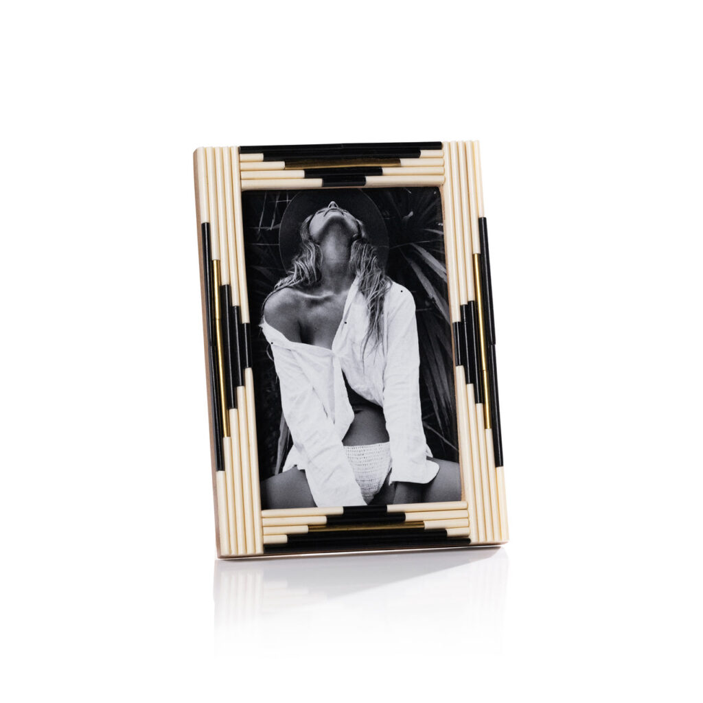 Piped Resin and Brass Inlaid Photo Frame