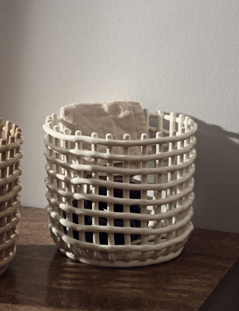 White Ceramic Basket - Centerpiece